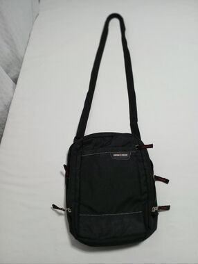 SwissGear Black Messenger Sling Bag with Red Trim